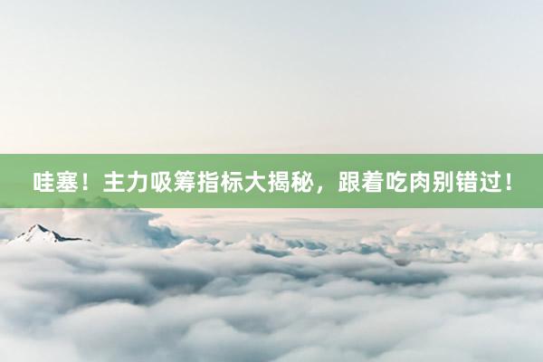哇塞！主力吸筹指标大揭秘，跟着吃肉别错过！