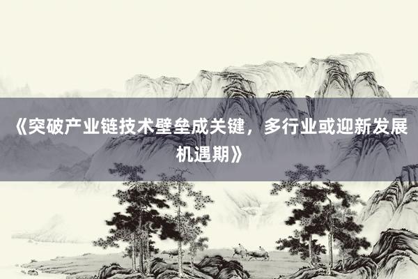 《突破产业链技术壁垒成关键，多行业或迎新发展机遇期》